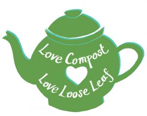 Teapot with words Love Compost, Love Loose Leaf